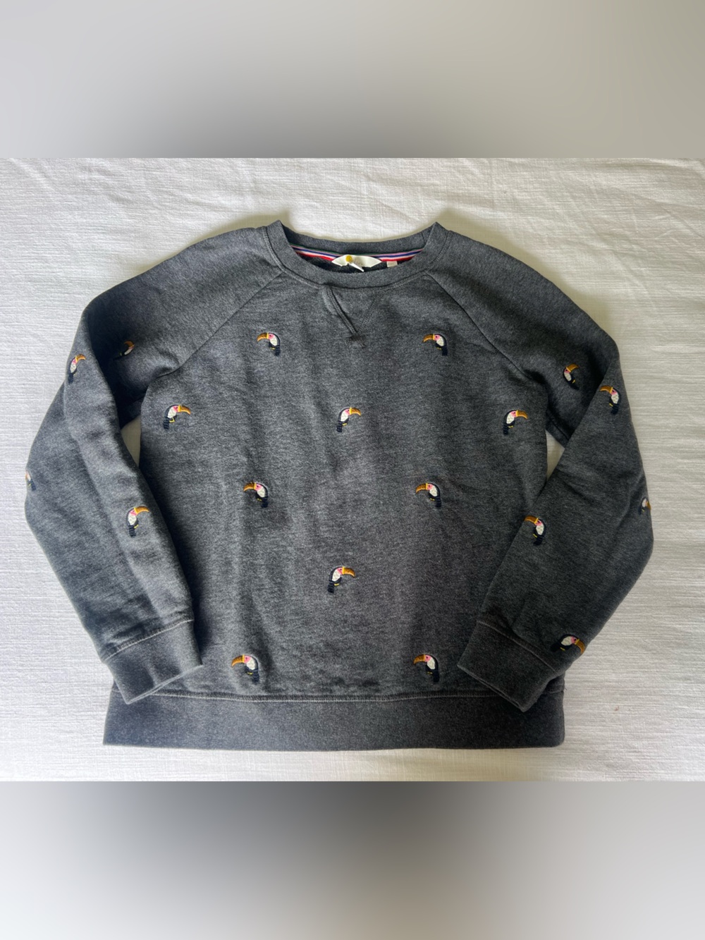 BODEN Charcoal Embroidered Toucan Crewneck Sweatshirt - Women XS